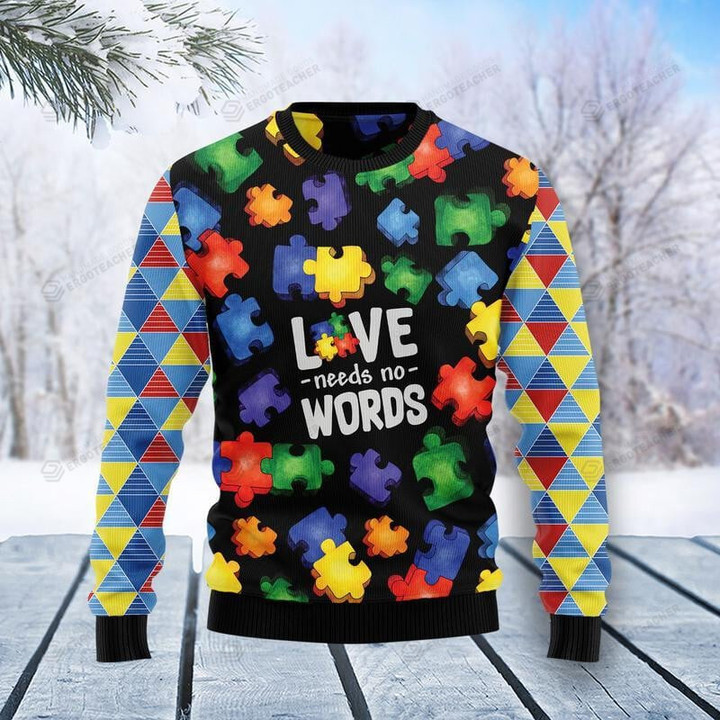 Autism Awareness Love Ugly Christmas Sweater, Autism Awareness Love 3D All Over Printed Sweater