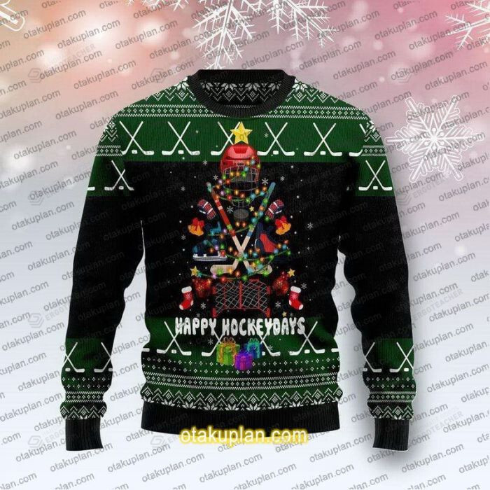 Happy Hockey Days Ugly Christmas Sweater, All Over Print Sweatshirt