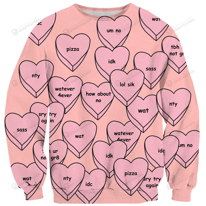 Sassy Hearts Ugly Christmas Sweater, All Over Print Sweatshirt