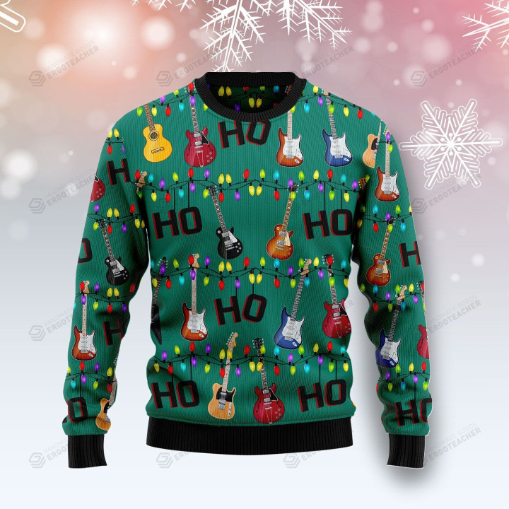 Electric Guitar Hohoho Ugly Christmas Sweater, Electric Guitar Hohoho 3D All Over Printed Sweater