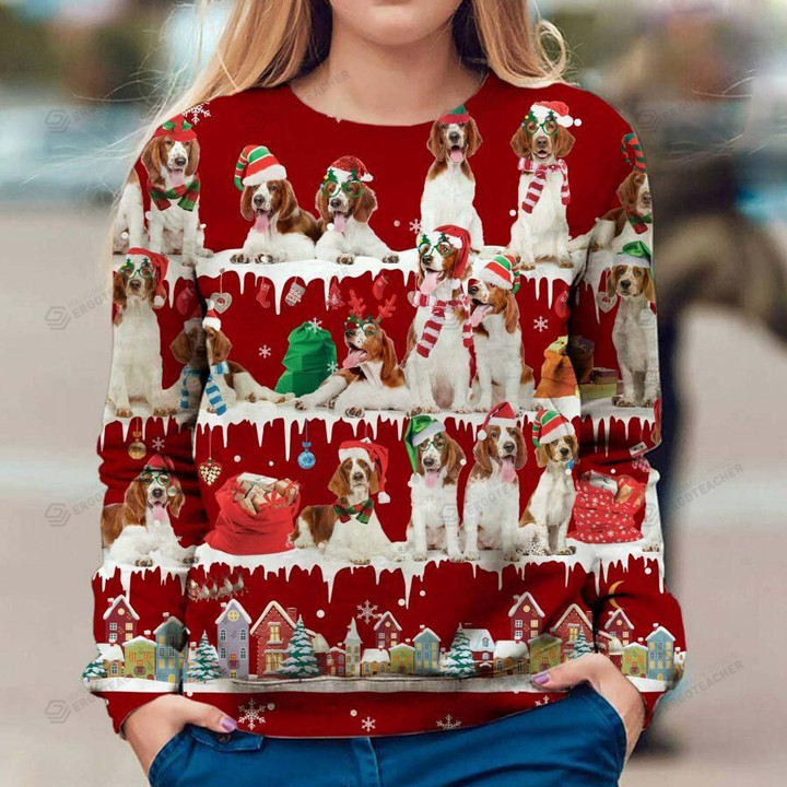 Welsh Springer Spaniel Ugly Christmas Sweater, All Over Print Sweatshirt