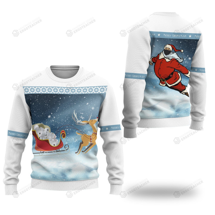 Reindeer Santa Toilet Paper For Unisex Ugly Christmas Sweater, All Over Print Sweatshirt
