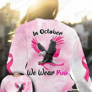 Eagle In October We Wear Pink Ugly Christmas Sweater, All Over Print Sweatshirt