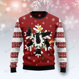 Black Cat Snowflake Ugly Christmas Sweater, All Over Print Sweatshirt