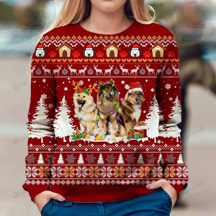 Eurasier Dog Ugly Christmas Sweater, All Over Print Sweatshirt
