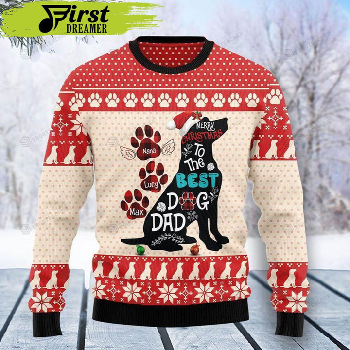 Dog Dad Christmas Personalized Ugly Sweater