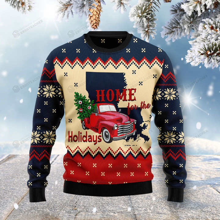 Home For The Holidays Louisiana Ugly Christmas Sweater