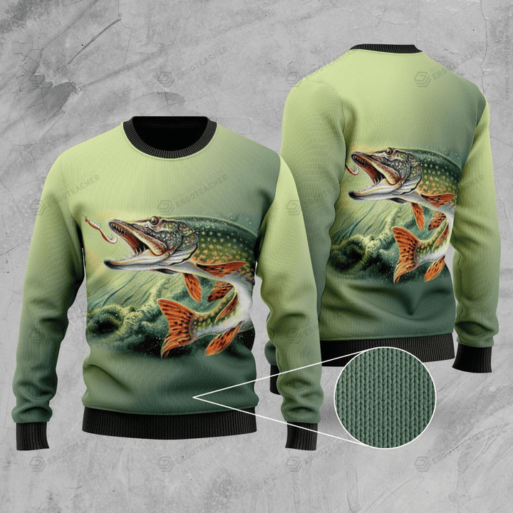 Fishing Ugly Christmas Sweater, All Over Print Sweatshirt