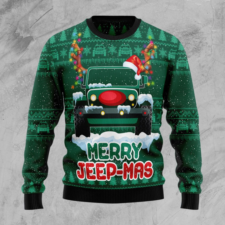 Merry Jeep Mas Ugly Christmas Sweater, All Over Print Sweatshirt
