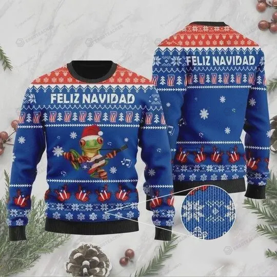 Puerto Rico Feliz Navidad Ugly Christmas Sweater, All Over Print Sweatshirt