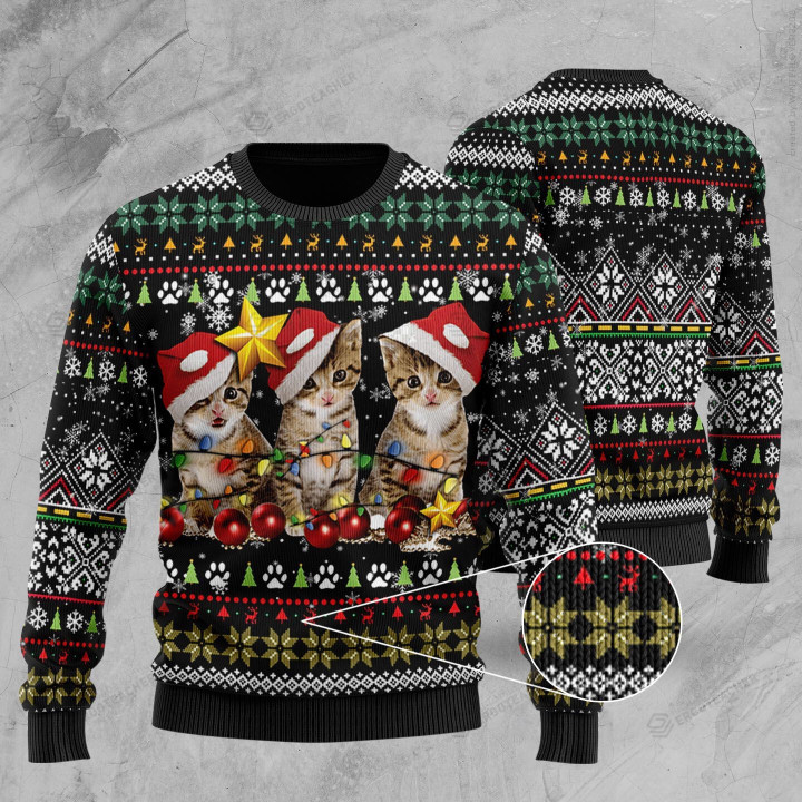 Little Cat Merry Christmas Ugly Christmas Sweater, All Over Print Sweatshirt