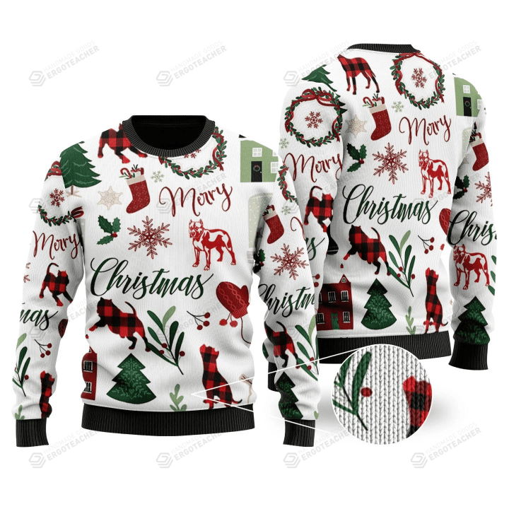 Merry Christmas - Pitbull Ugly Christmas Sweater, All Over Print Sweatshirt