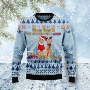 Cat Dear Santa Ugly Christmas Sweater, All Over Print Sweatshirt