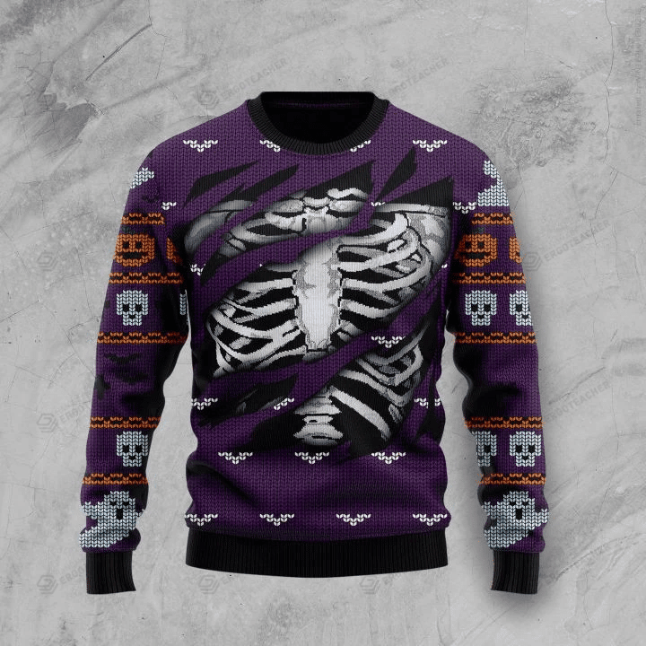 Skeleton Ugly Christmas Sweater, All Over Print Sweatshirt