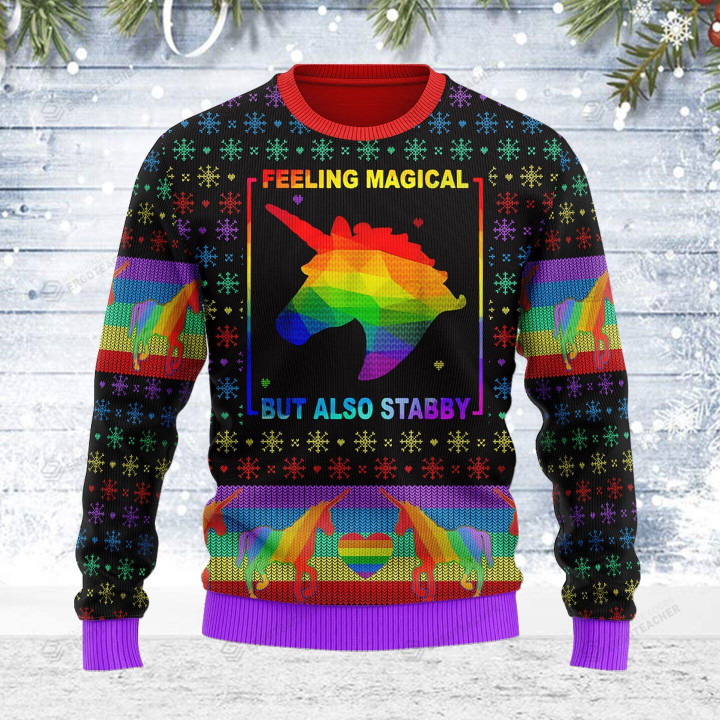 Unicorn Ugly Christmas Sweater, All Over Print Sweatshirt