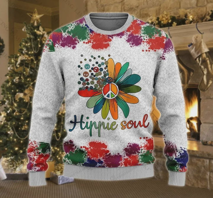 Hippie Soul Ugly Christmas Sweater, All Over Print Sweatshirt