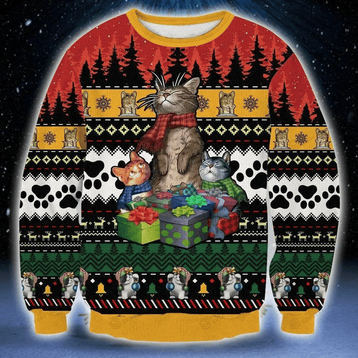 Cat Lovers Ugly Christmas Sweater 3D