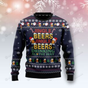 Drinking Beer All The Way Ugly Christmas Sweater, All Over Print Sweatshirt