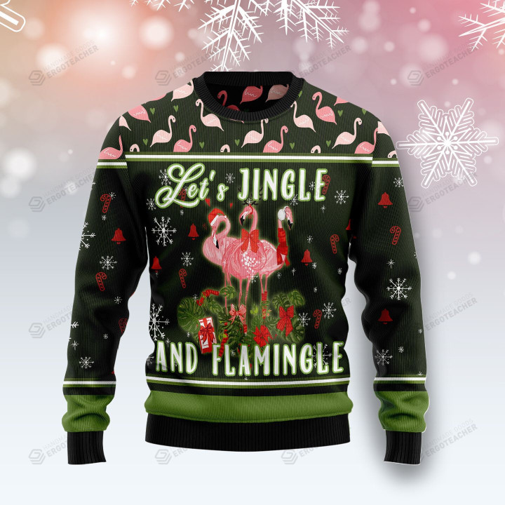Let’s Jingle And Flamingle Ugly Christmas Sweater, All Over Print Sweatshirt