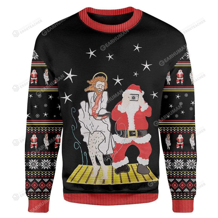Jesus And Santa Ugly Christmas Sweater, All Over Print Sweatshirt
