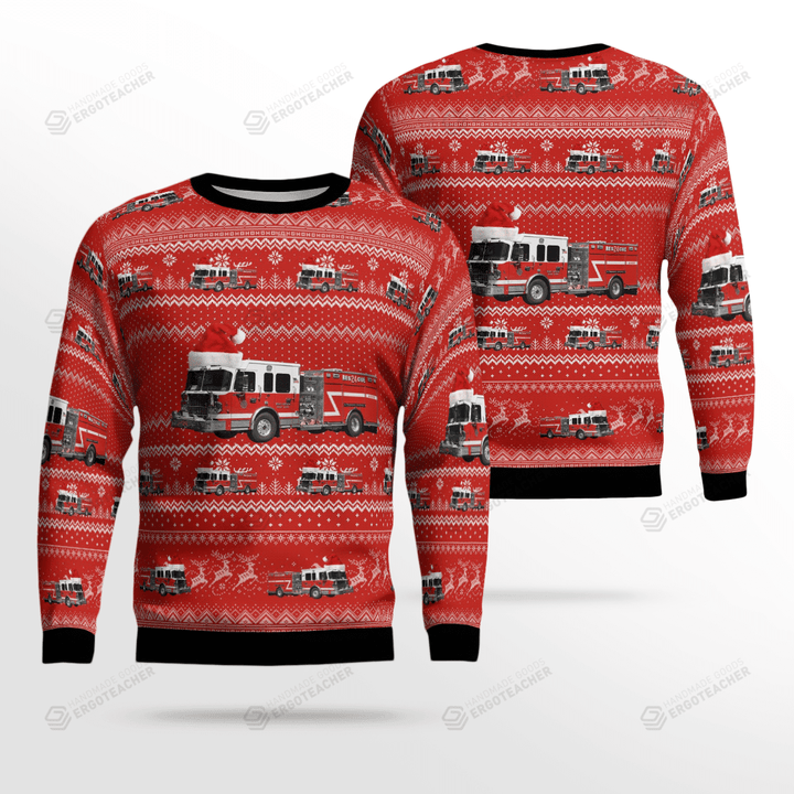 West Nyack, New York, West-Nyack Fire-Department Christmas Ugly Sweater, All Over Print Sweatshirt