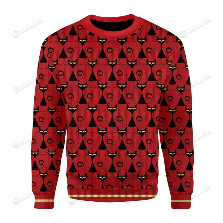 Black Cat Ugly Christmas Sweater, All Over Print Sweatshirt