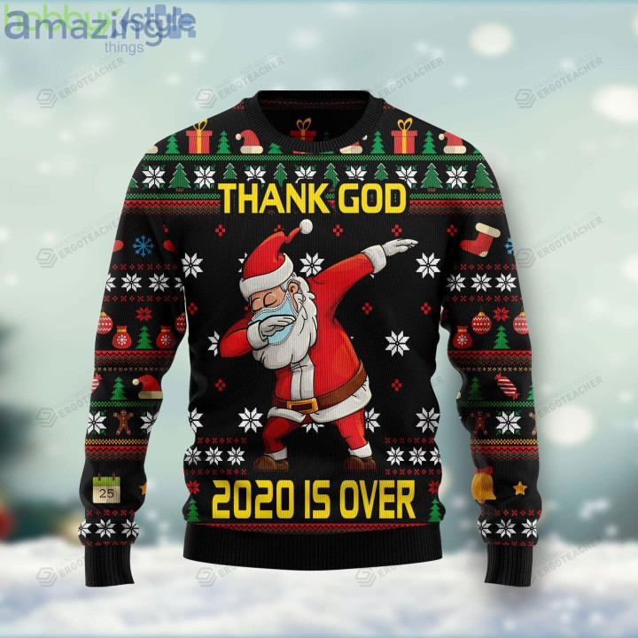Christmas Thank God 2022 Is Over Santa Dabbing Ugly Sweater