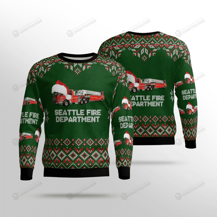 Washington Seattle Fire Department Ugly Christmas Sweater, All Over Print Sweatshirt