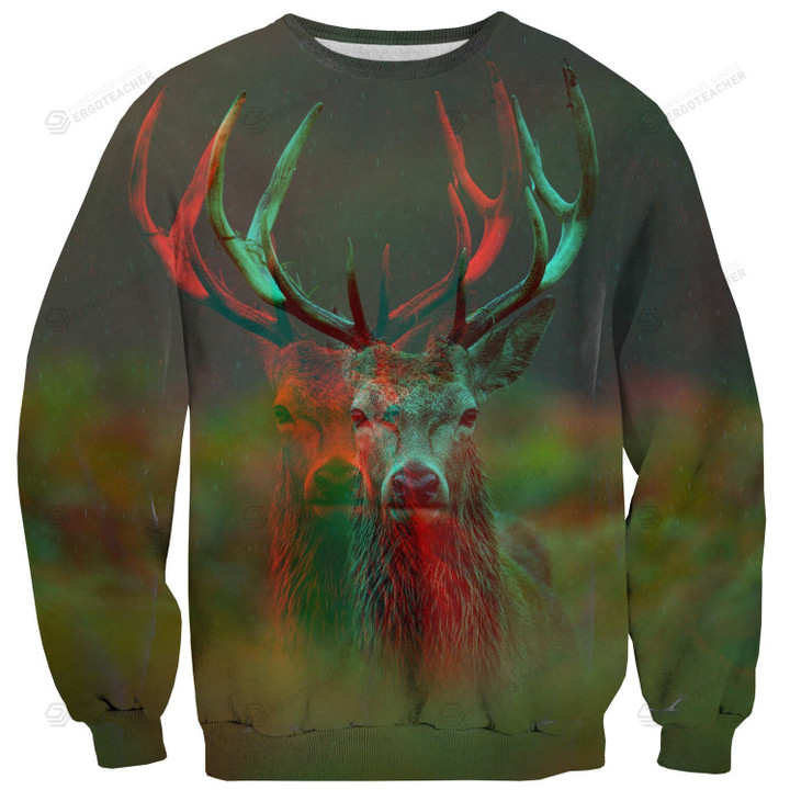 Deer Ugly Christmas Sweater, All Over Print Sweatshirt