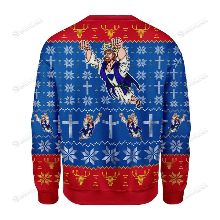 Super Jesus Ugly Christmas Sweater, All Over Print Sweatshirt