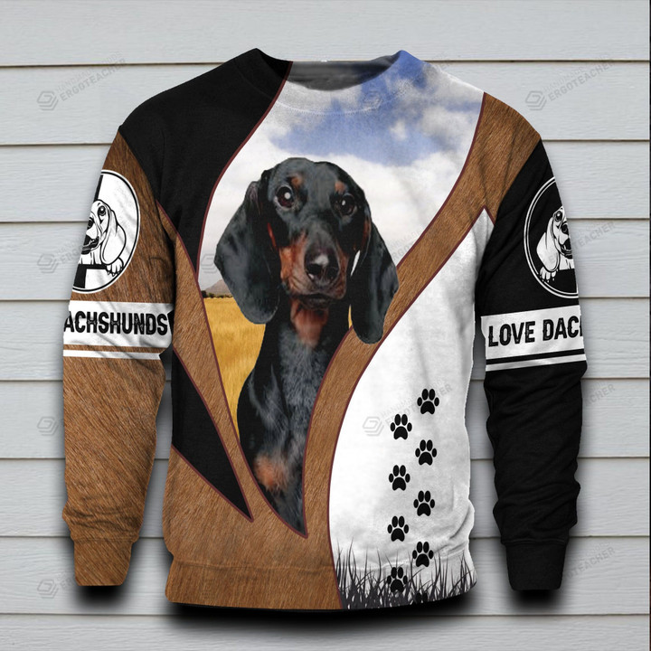 Dachshund Foot Grass Ugly Christmas Sweater, All Over Print Sweatshirt