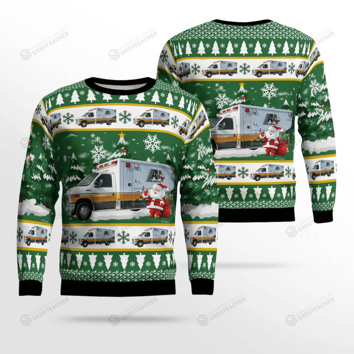 Acadian Ambulance Texas Ford E-450 Ambulance Christmas Ugly Sweater, All Over Print Sweatshirt