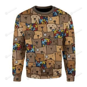 Autism Dog Ugly Christmas Sweater, All Over Print Sweatshirt