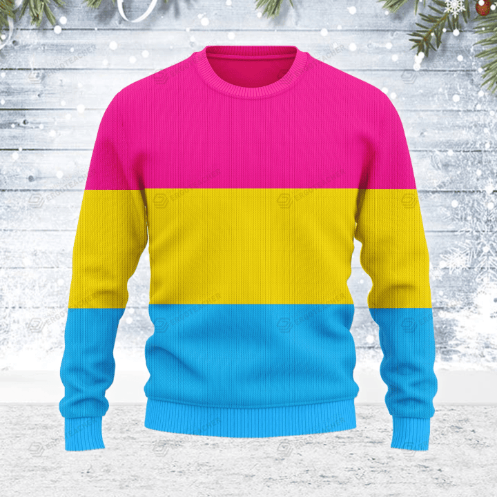Pansexual Pride Flag Ugly Christmas Sweater, All Over Print Sweatshirt