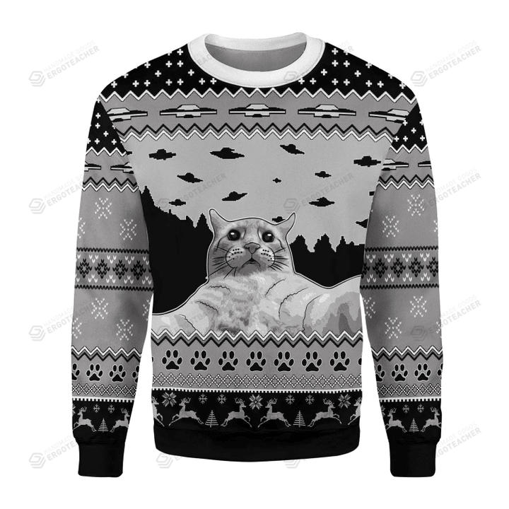 Funny Cat Selfi Ugly Christmas Sweater, All Over Print Sweatshirt