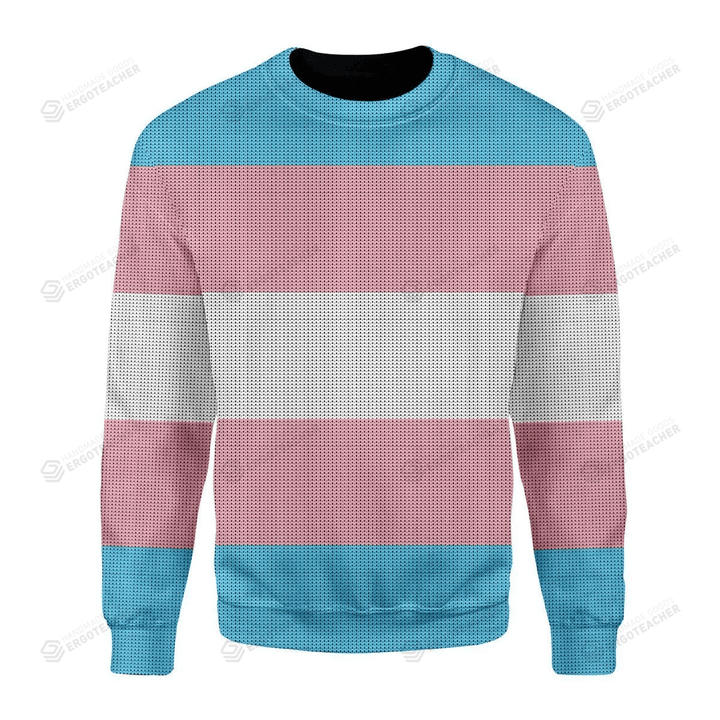 Transgender Flag Ugly Christmas Sweater, All Over Print Sweatshirt