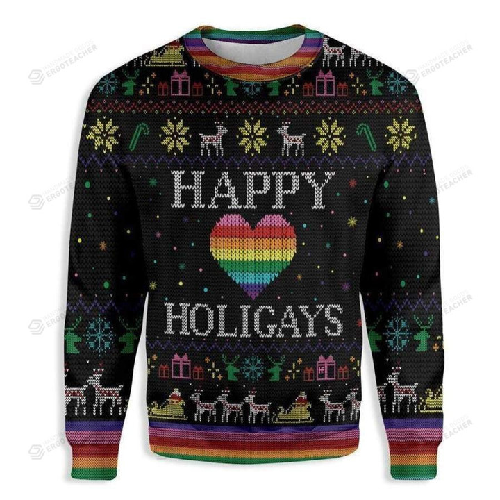 Happy Holigays LGBT Ugly Christmas Sweater, Happy Holigays LGBT 3D All Over Printed Sweater
