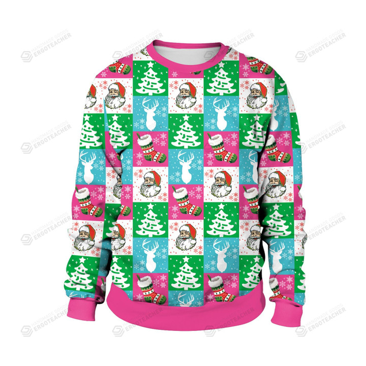 Santa Claus Cartoon 3D Crew Neck 3D Ugly Christmas Sweater
