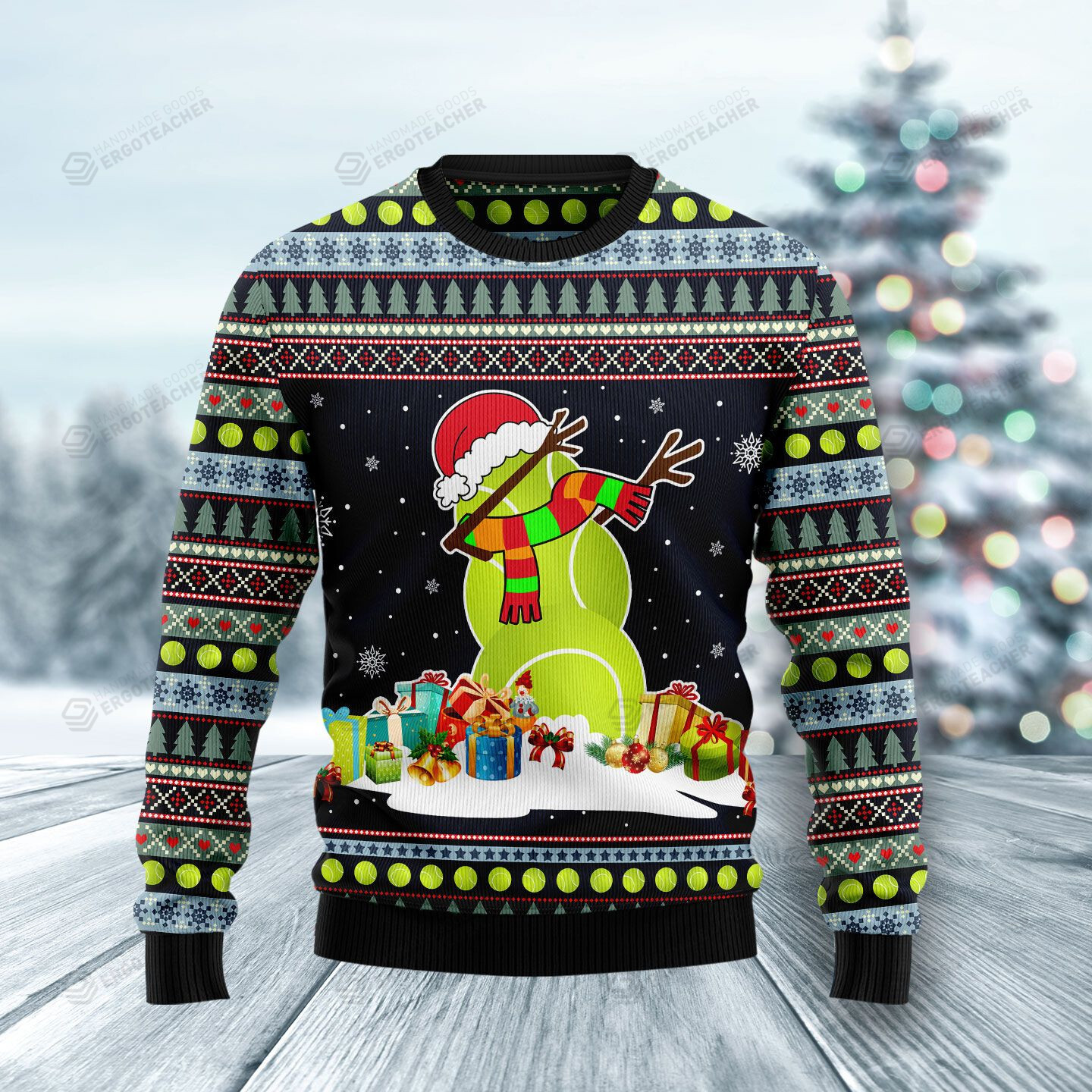 Tennis Snowman Ugly Christmas Sweater, All Over Print Sweatshirt