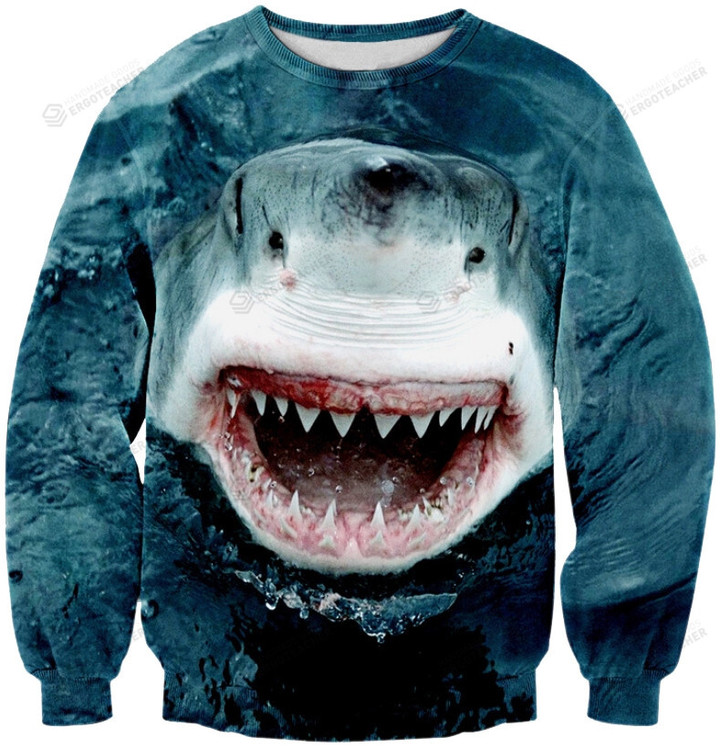 Shark Ugly Christmas Sweater, All Over Print Sweatshirt
