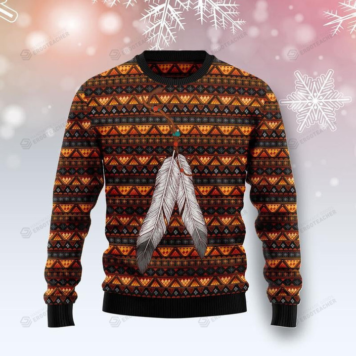 Native Feather Ugly Christmas Sweater , Native Feather 3D All Over Printed Sweater