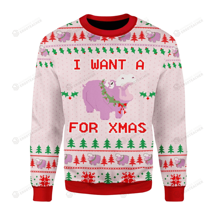 I Want A Hippopotamus For Xmas Ugly Christmas Sweater, All Over Print Sweatshirt