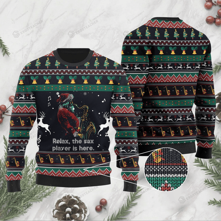 Relax The Sax Ugly Christmas Sweater, All Over Print Sweatshirt