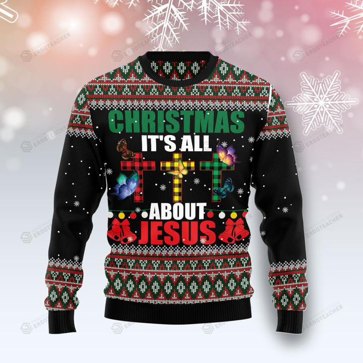 Butterfly All About Jesus Ugly Christmas Sweater