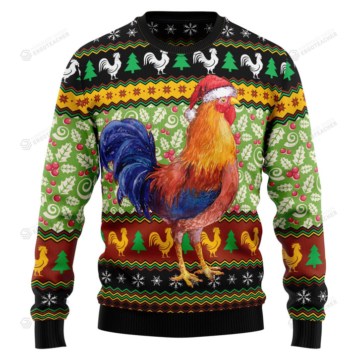 Chicken Cluck-ry Christmas Ugly Christmas Sweater, Chicken Cluck-ry Christmas 3D All Over Printed Sweater