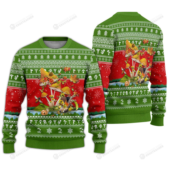 Love Mushroom Ugly Christmas Sweater, All Over Print Sweatshirt