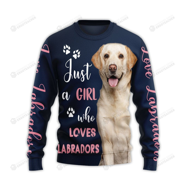 Girl Who Loves Labrador Ugly Christmas Sweater, All Over Print Sweatshirt