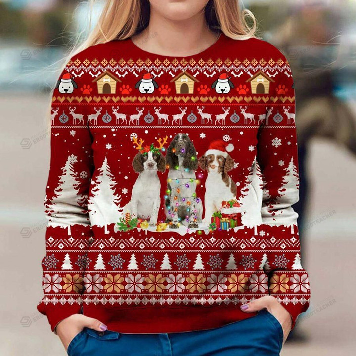 English Springer Spaniel Ugly Christmas Sweater, All Over Print Sweatshirt