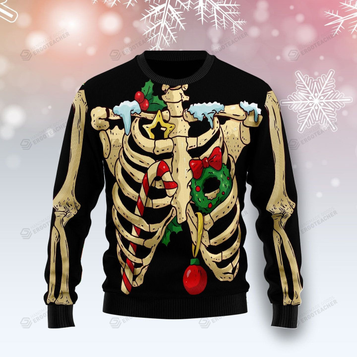 Skeleton Christmas Ugly Christmas Sweater, Skeleton Christmas 3D All Over Printed Sweater