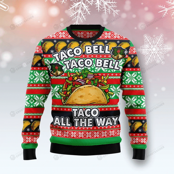 Taco On The Way Ugly Christmas Sweater, All Over Print Sweatshirt